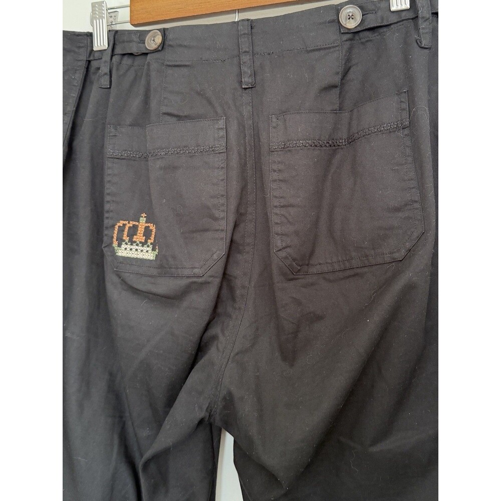 Johnny Was Workshop Womens Pants Size 12 Black Embroidered Boho Straight Leg - Picture 6 of 14
